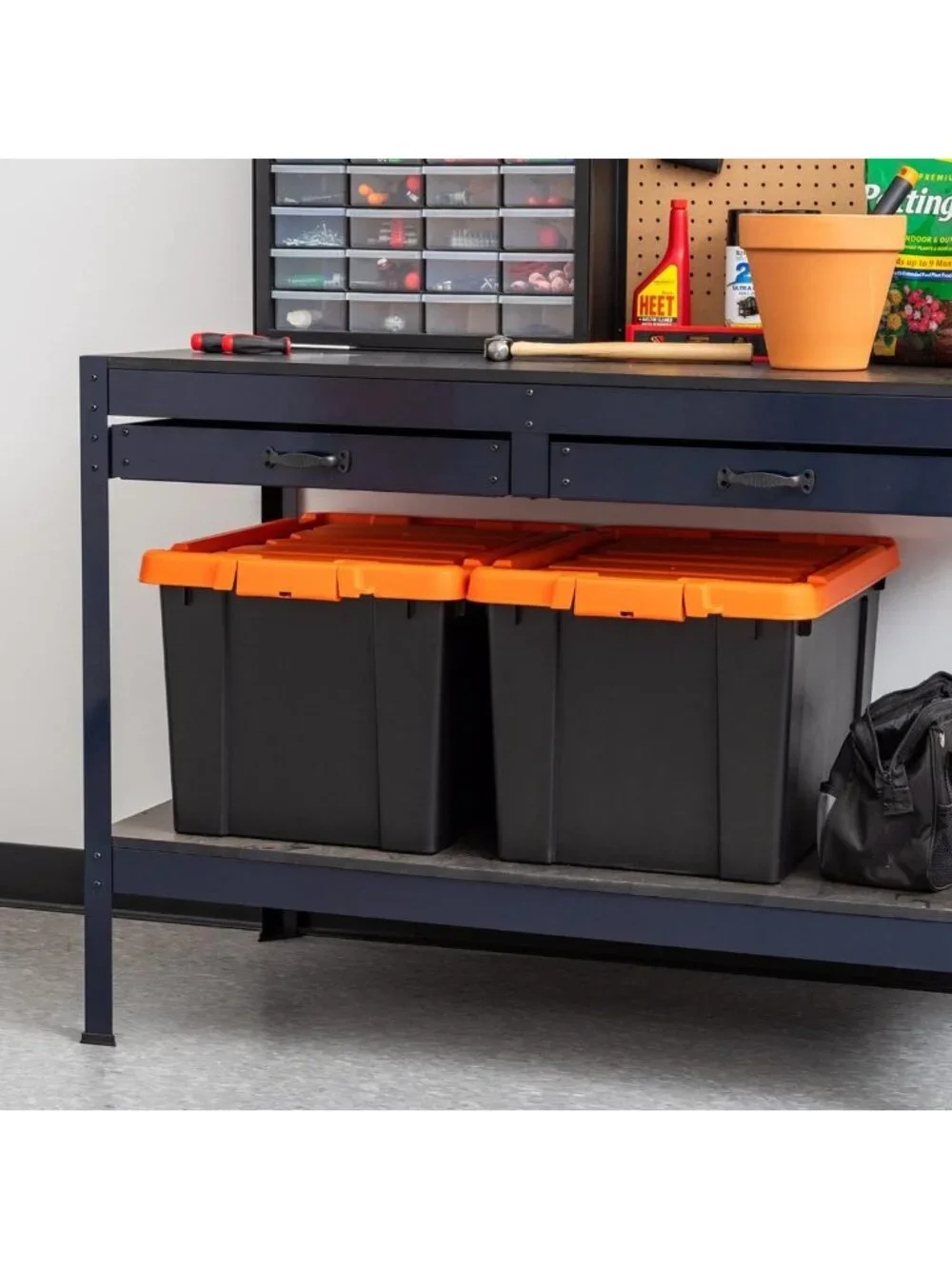 Heavy Duty Lockable Storage Bins with Lids, 20 Gallon, 2 Pack - Organize